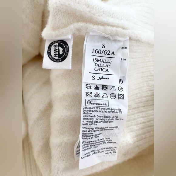 AllSaints Viola Zip Collar Wool Ribbed Puff Sleeve Sweater - Picture 9 of 9